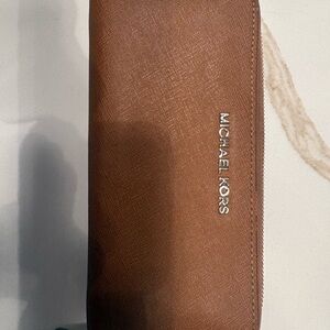 Michael Kors Cognac Saffiano Zip-Around Wallet